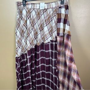 NEW Plaid Patchwork Maxi Skirt